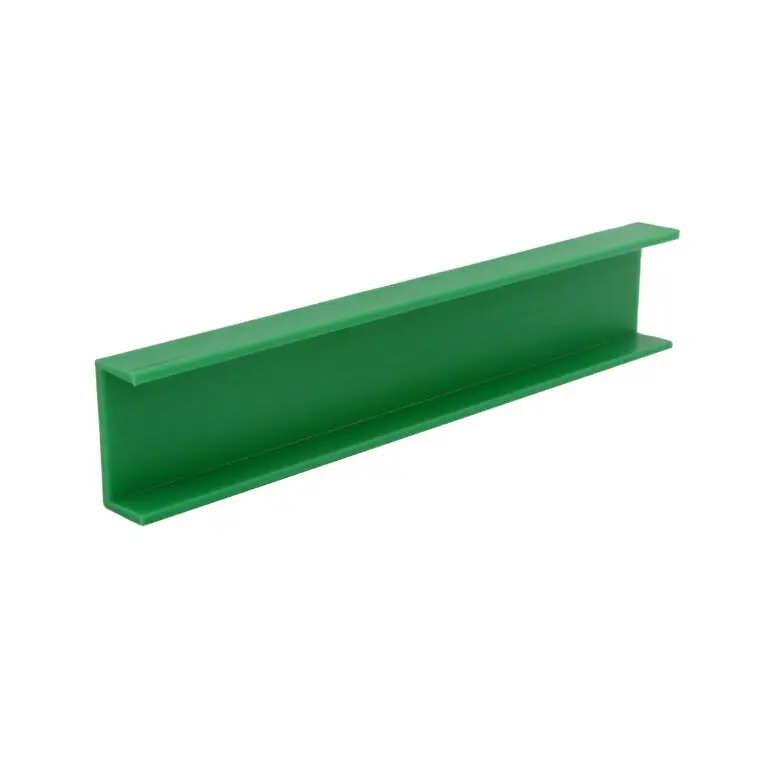 Extruded green UHMW polyethylene U-channel wear profile guide