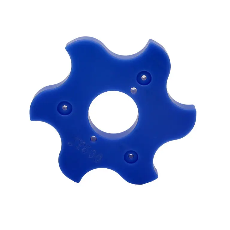 Custom blue UHMW plastic star wheel guide for bottling machine