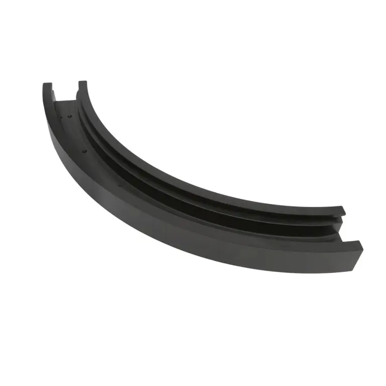 Custom black UHMW curved guide rail track for conveyor systems