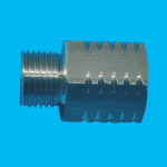 CNC machined metal threaded nozzle adapter fitting for fluid handling