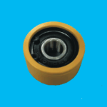 Yellow polyurethane coated drive roller with internal metal keyway 