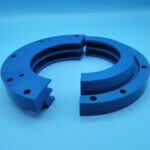 Custom CNC machined blue UHMWPE curved guide rail track