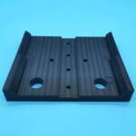 Custom black engineering plastic CNC machined plate with threaded inserts
