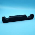 Black engineering plastic custom machined double U-shape shaft support block for industrial automation equipment