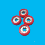 Miniature red polyurethane coated bearing rollers for guide mechanisms