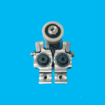 Adjustable roller guide block assembly with bearings for linear tracking