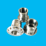 CNC machined metal flanged valve sleeve bases for PET blow molding machinery